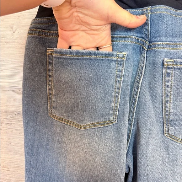 Isabel Maternity by Ingrid & Isabel Light Blue Distressed Ankle Jeans - Picture 10 of 16